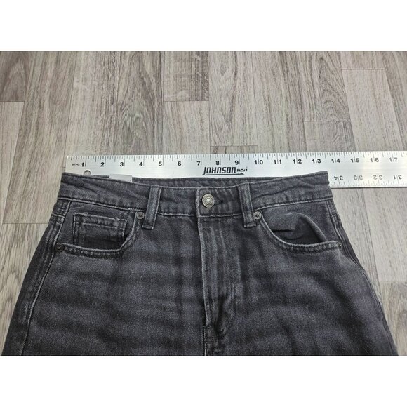 American Eagle Women Size 0 Regular Highest Rise Distressed Black Grey Mom Jeans - Picture 8 of 11